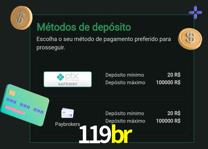 O cassino 119br oferece uma grande variedade de métodos de pagamento